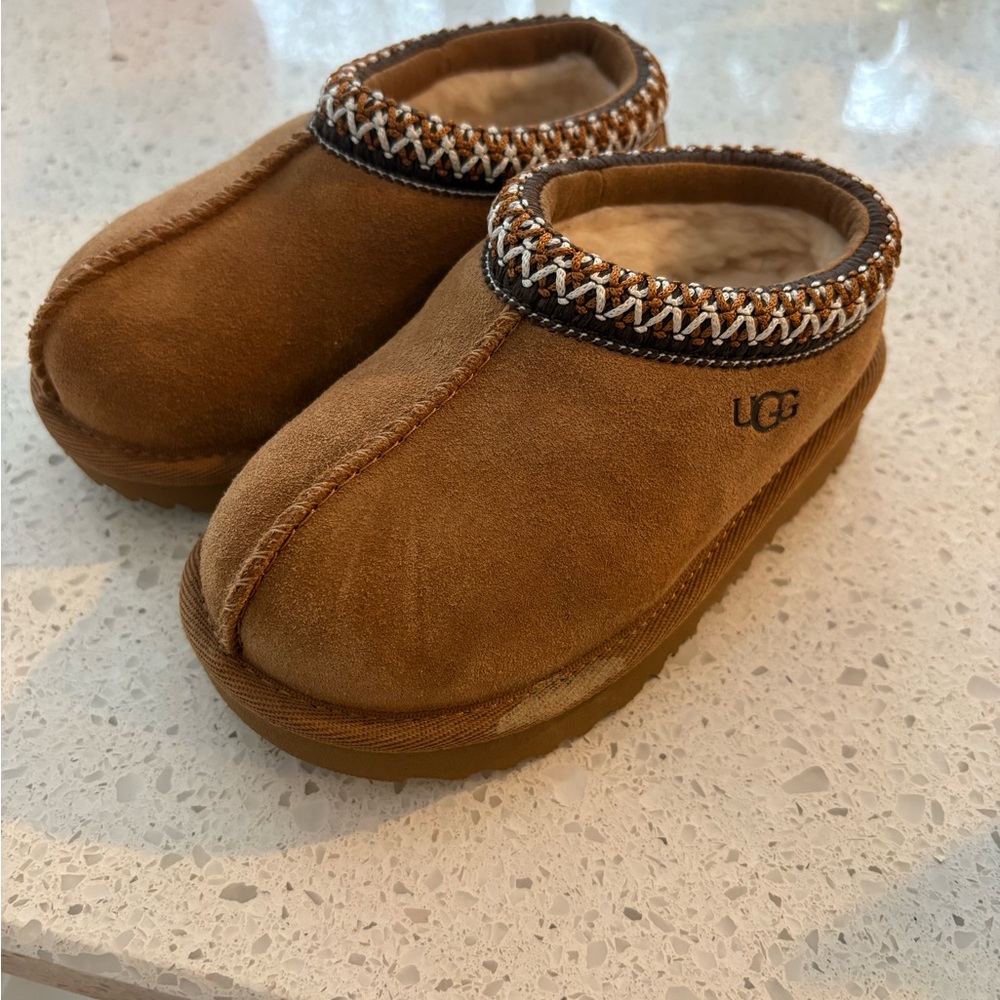 UGG Tan Suede Toddler Slippers